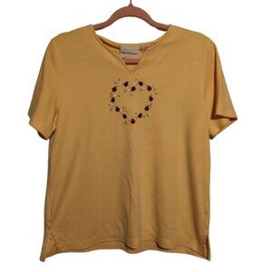 Alfred Dunner Embroidered Women's Short Sleeve T-shirt Size S